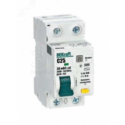 Выключатель автоматический дифференциальный АВДТ 1Р+N 25А 30мА тип AC  C ДИФ-103 4.5кА